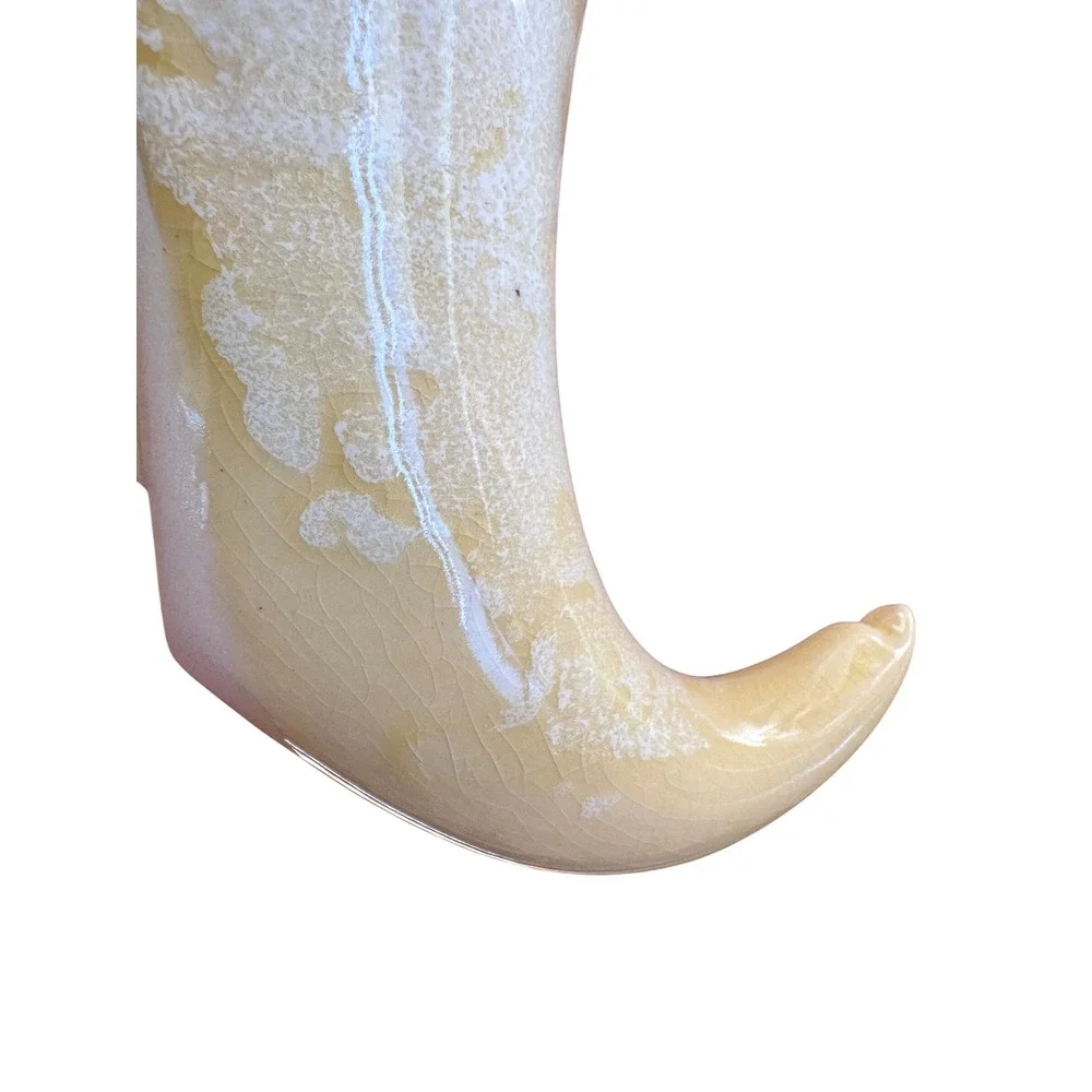 Vintage McCoy USA 73‎ Cornucopia Wall Pocket Vase Yellow White Mottled Glaze